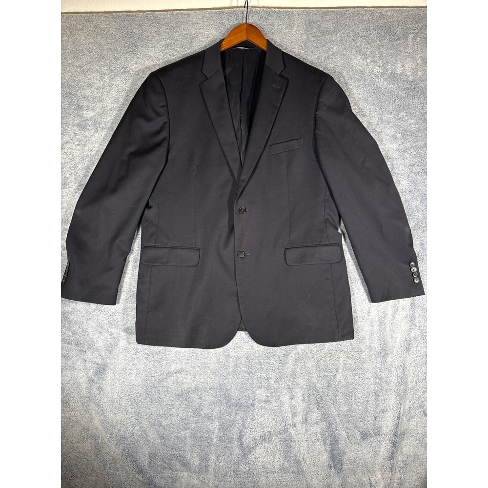 Jos A Bank Traveler Blazer Mens 46 Long Navy Blue 100% Wool Sport Coat Jacket